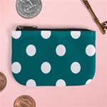 Polka Dots - White on Teal Mini Coin Purse