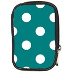 Polka Dots - White on Teal Compact Camera Leather Case