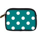 Polka Dots - White on Teal Digital Camera Leather Case