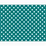 Polka Dots - White on Teal Collage 11  x 14 