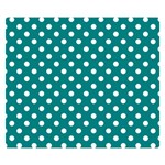 Polka Dots - White on Teal Double Sided Flano Blanket (Small)