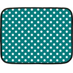 Polka Dots - White on Teal Fleece Blanket (Mini)