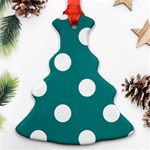 Polka Dots - White on Teal Christmas Tree Ornament (Two Sides)