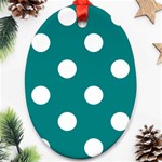 Polka Dots - White on Teal Ornament (Oval)