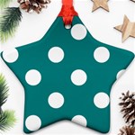 Polka Dots - White on Teal Ornament (Star)