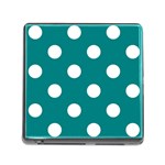 Polka Dots - White on Teal Memory Card Reader (Square)