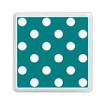 Polka Dots - White on Teal Memory Card Reader with Storage (Square)