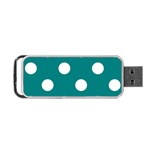 Polka Dots - White on Teal Portable USB Flash (One Side)