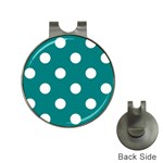 Polka Dots - White on Teal Golf Ball Marker Hat Clip