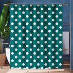 Polka Dots - White on Teal Shower Curtain 60  x 72  (Medium)