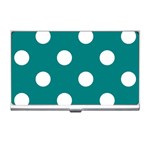 Polka Dots - White on Teal Business Card Holder