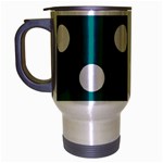 Polka Dots - White on Teal Travel Mug (Silver Gray)