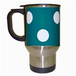 Polka Dots - White on Teal Travel Mug (White)