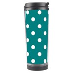 Polka Dots - White on Teal Travel Tumbler
