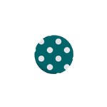 Polka Dots - White on Teal 1  Mini Button