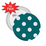 Polka Dots - White on Teal 2.25  Button (10 pack)