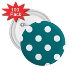 Polka Dots - White on Teal 2.25  Button (100 pack)