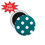 Polka Dots - White on Teal 1.75  Magnet (100 pack)
