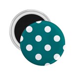 Polka Dots - White on Teal 2.25  Magnet