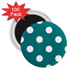 Polka Dots - White on Teal 2.25  Magnet (100 pack)