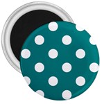 Polka Dots - White on Teal 3  Magnet