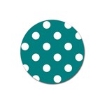 Polka Dots - White on Teal Magnet 3  (Round)