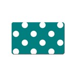 Polka Dots - White on Teal Magnet (Name Card)