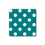 Polka Dots - White on Teal Magnet (Square)