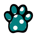 Polka Dots - White on Teal Magnet (Paw Print)