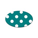 Polka Dots - White on Teal Sticker Oval (10 pack)