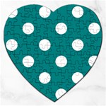 Polka Dots - White on Teal Jigsaw Puzzle (Heart)