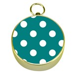 Polka Dots - White on Teal Gold Compass