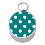 Polka Dots - White on Teal Silver Compass (Mini)