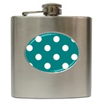 Polka Dots - White on Teal Hip Flask (6 oz)