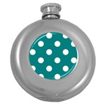 Polka Dots - White on Teal Hip Flask (5 oz)