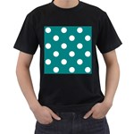Polka Dots - White on Teal Men s T-Shirt (Black)