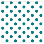Polka Dots - Teal on White Large Satin Scarf (Square)