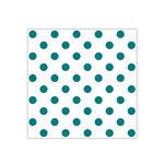 Polka Dots - Teal on White Satin Bandana Scarf