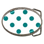 Polka Dots - Teal on White Belt Buckle