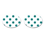 Polka Dots - Teal on White Cufflinks (Oval)