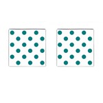 Polka Dots - Teal on White Cufflinks (Square)