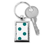 Polka Dots - Teal on White Key Chain (Rectangle)