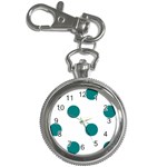 Polka Dots - Teal on White Key Chain Watch