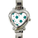 Polka Dots - Teal on White Heart Italian Charm Watch