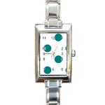 Polka Dots - Teal on White Rectangle Italian Charm Watch