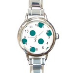 Polka Dots - Teal on White Round Italian Charm Watch