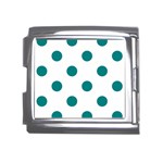 Polka Dots - Teal on White Mega Link Italian Charm (18mm)
