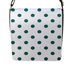 Polka Dots - Teal on White Flap Closure Messenger Bag (L)