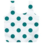 Polka Dots - Teal on White Full Print Recycle Bag (XL)