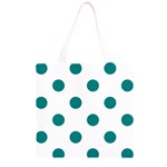 Polka Dots - Teal on White Grocery Light Tote Bag
